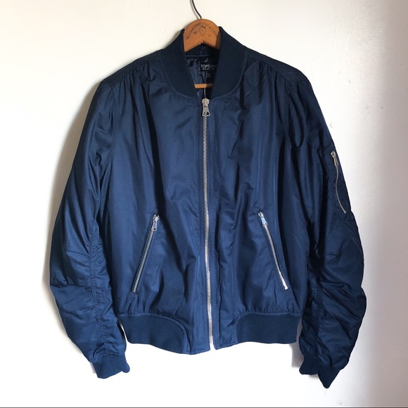 SOLD! Topshop MOTO MA1 Flight Navy Blue Bomber - Picture 6 of 8